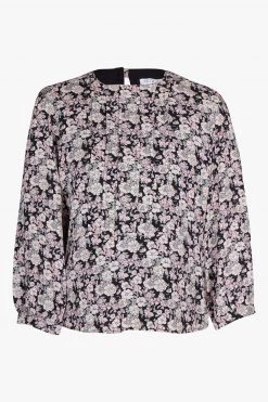 Ketz-Ke Divvy Black Ditsy Crew Neck LS Top