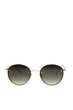 Reality Eyewear Instant Karma Two Round Frameless Gold With Smoke Lens Sunglasses