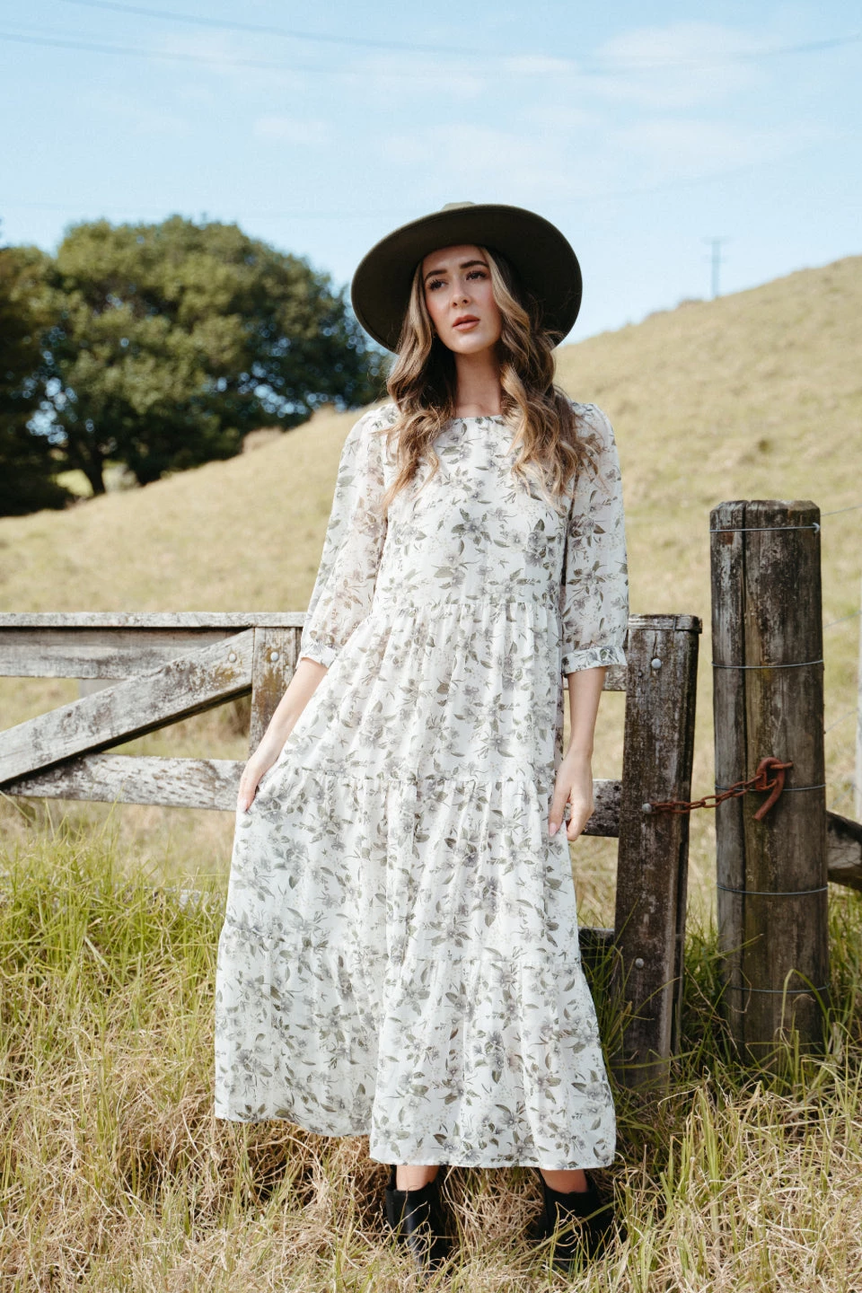Among The Brave New In Lucid Garden Ivory Sheer Puff Sleeve Tiered Maxi Dress