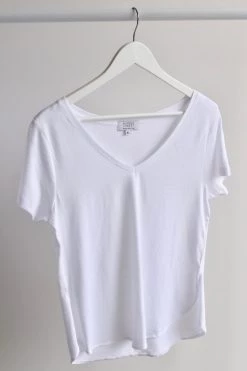 Humble + Heart Respect Relaxed White V Neck Organic Tee Tops & Tees