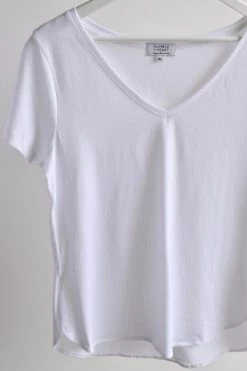 Humble + Heart Respect Relaxed White V Neck Organic Tee Tops & Tees