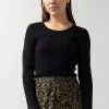 Ivy + Jack Radiant Black LS Rib Knit Crew Neck Top New In