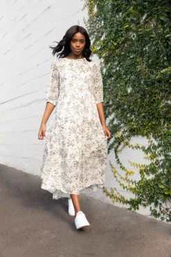 Among The Brave New In Lucid Garden Ivory Sheer Puff Sleeve Tiered Maxi Dress