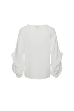 Among The Brave Tops & Tees Day Dream Ivory Soft Linen Blend Frill Neck LS Top