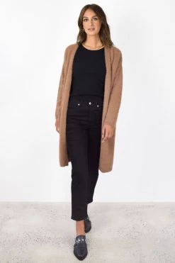 Among The Brave New In Divine Walnut Eyelash Yarn Long Line Cardigan