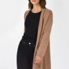 Among The Brave New In Divine Walnut Eyelash Yarn Long Line Cardigan