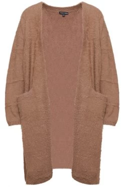 Among The Brave New In Divine Walnut Eyelash Yarn Long Line Cardigan