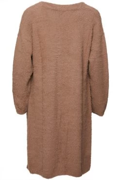 Among The Brave New In Divine Walnut Eyelash Yarn Long Line Cardigan