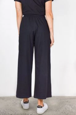 Among The Brave Time Out Black Wide Leg Stretch Jersey Relaxed Pant