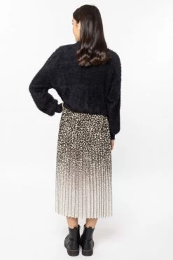 Billie The Label Sunlight Grey Leopard Fade Pleated Midi Skirt New In