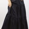 Ivy + Jack Stella Black Poplin Deep Basque Tiered Midi Skirt Skirts