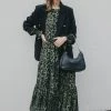 Ivy + Jack Effortless Khaki Leopard Blouson Sleeve Maxi Tiered Dress