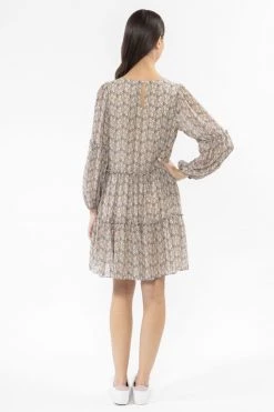 Seeking Lola New In Optimistic Ivory Paisley Mid Sleeve Tiered Mini Dress