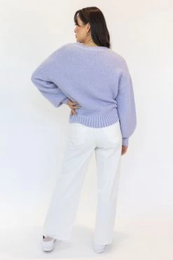 Among The Brave Keeper Lilac Chunky Textured Boxy Balloon Sleeve Knit New In