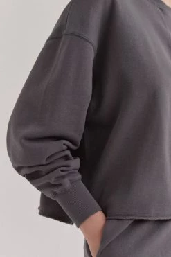 Assembly New In Jorja Washed Graphite Cropped Sweat