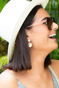 Flo Gives Back 15% To Women In Need Jewellery Etched Disc Gold Earrings