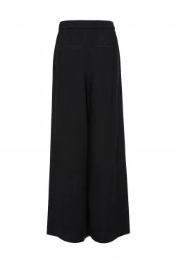 Ivy + Jack Eclipse Black Sandwashed Man Style Viscose Pleat Front Wide Leg Pant