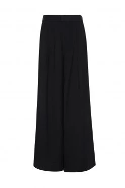 Ivy + Jack Eclipse Black Sandwashed Man Style Viscose Pleat Front Wide Leg Pant