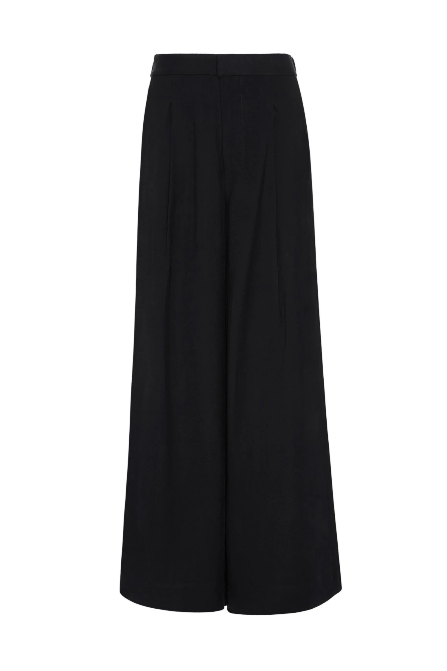 Ivy + Jack Eclipse Black Sandwashed Man Style Viscose Pleat Front Wide Leg Pant