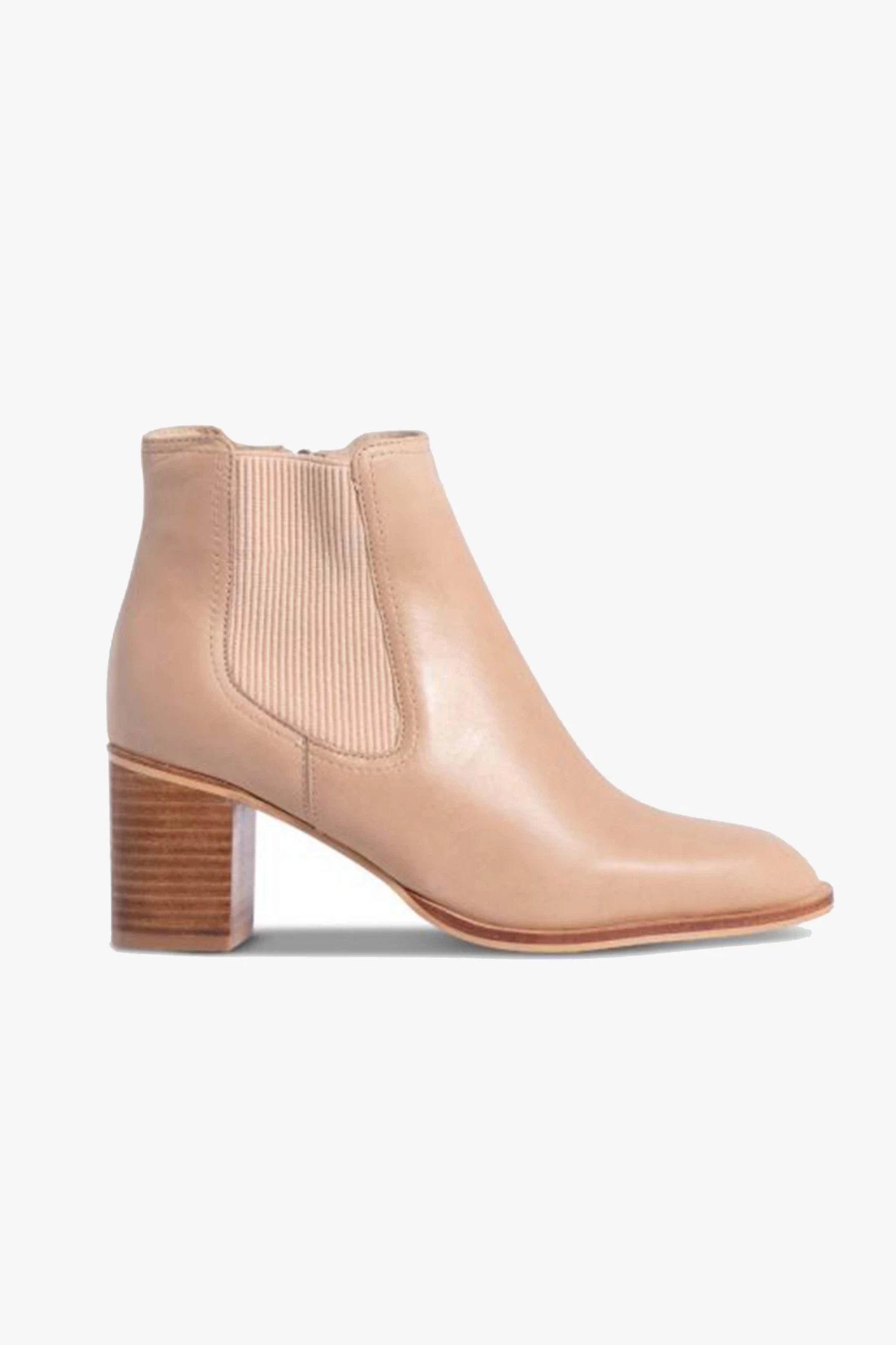 Nude Eleanore Heeled Natural Leather Chelsea Boot New In