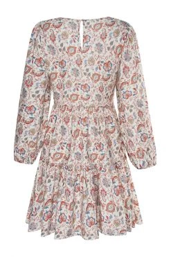 Ivy + Jack Dresses Elsa Red Paisley Linen Blend LS V Neck Smock Dress