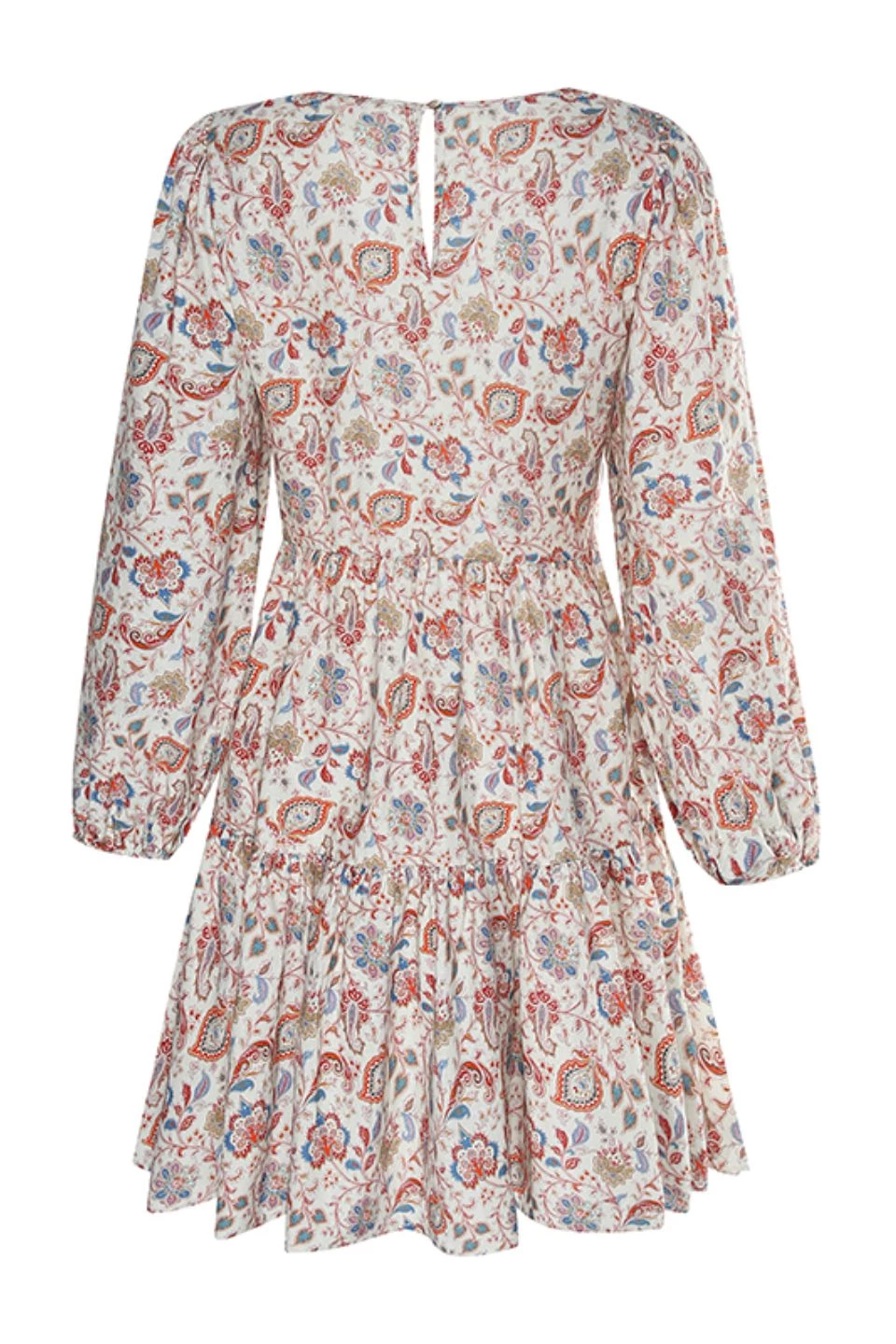 Ivy + Jack Dresses Elsa Red Paisley Linen Blend LS V Neck Smock Dress