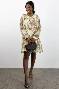 Ivy + Jack Emelia Ivory Paisley LS Frill Hem Smock Dress