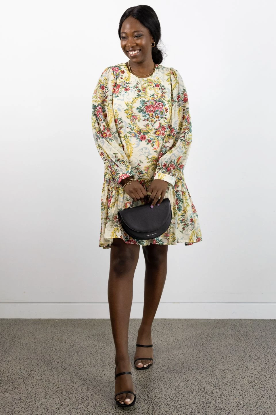 Ivy + Jack Emelia Ivory Paisley LS Frill Hem Smock Dress