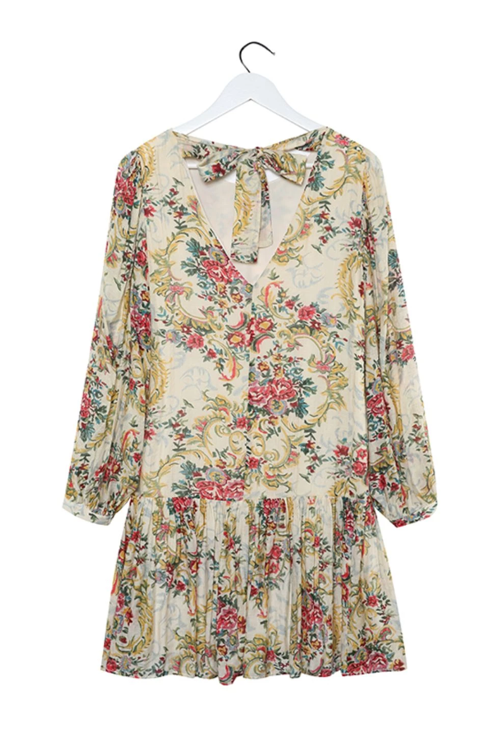 Ivy + Jack Emelia Ivory Paisley LS Frill Hem Smock Dress
