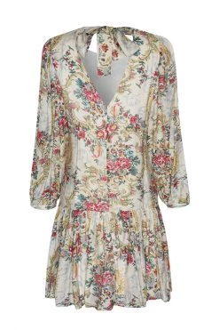 Ivy + Jack Emelia Ivory Paisley LS Frill Hem Smock Dress