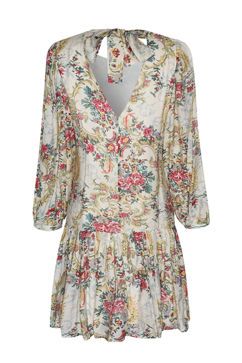 Ivy + Jack Emelia Ivory Paisley LS Frill Hem Smock Dress