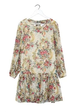 Ivy + Jack Emelia Ivory Paisley LS Frill Hem Smock Dress
