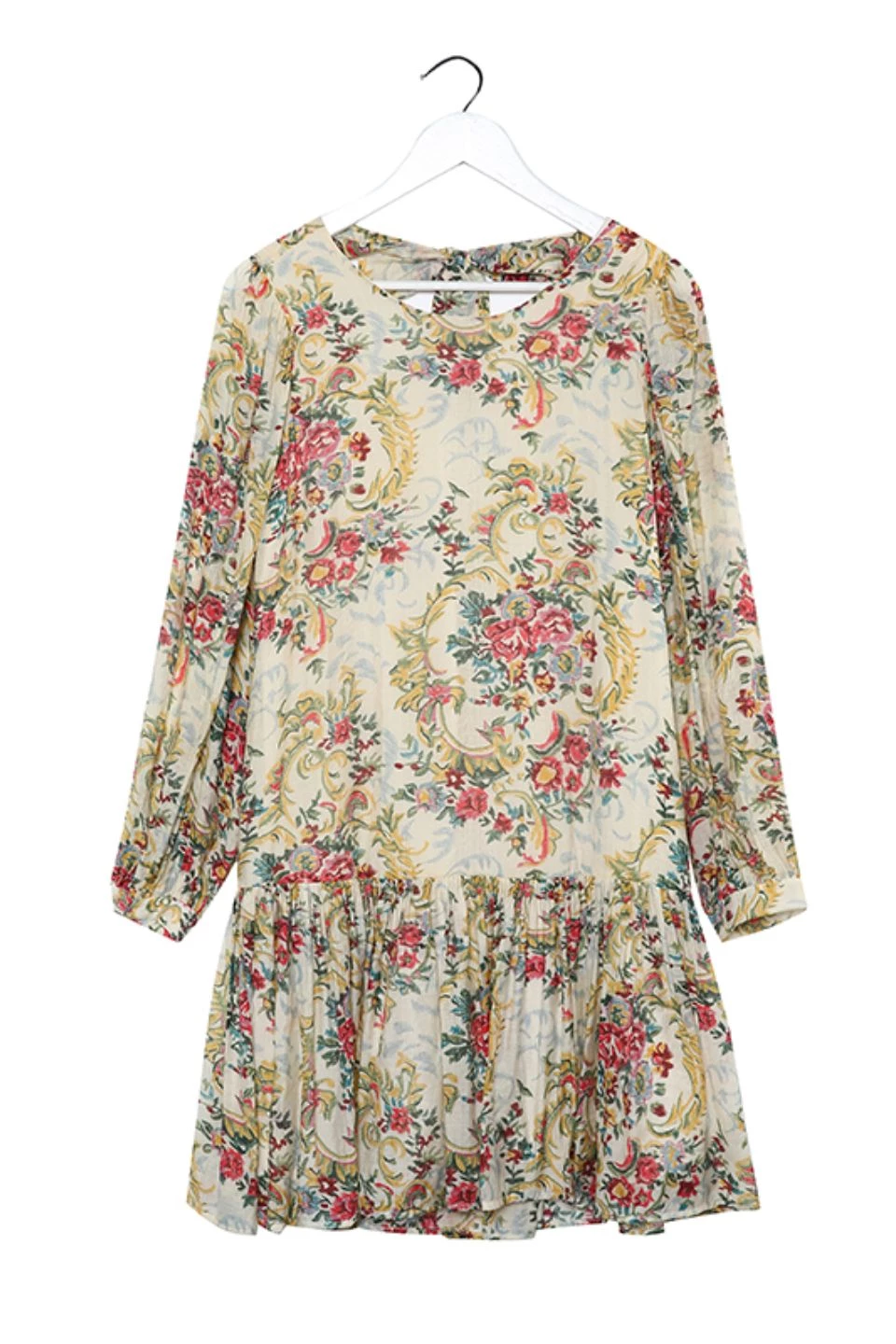 Ivy + Jack Emelia Ivory Paisley LS Frill Hem Smock Dress
