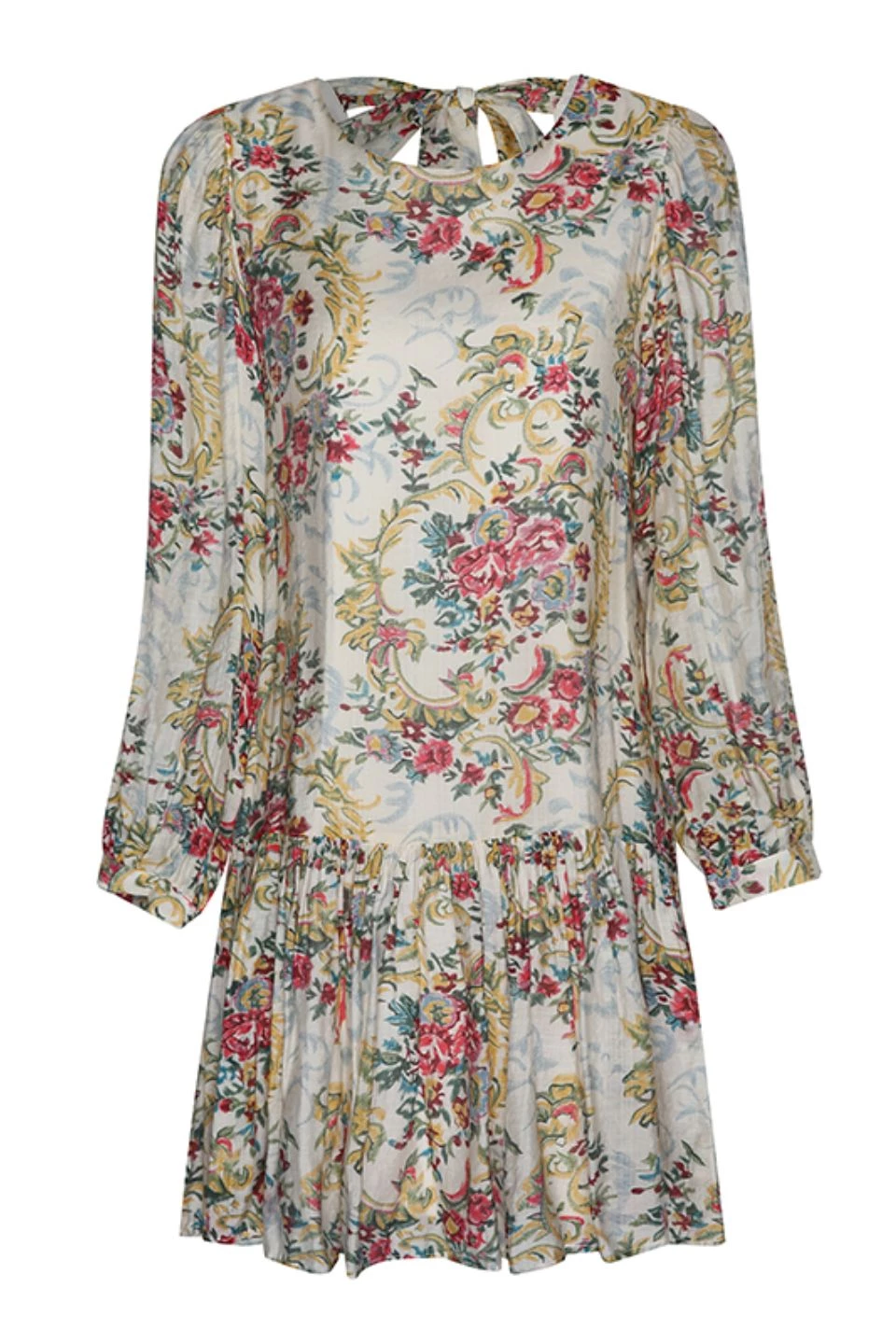 Ivy + Jack Emelia Ivory Paisley LS Frill Hem Smock Dress