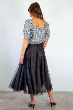 Ivy + Jack Muse Black Tulle Layered Midi Skirt