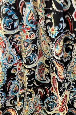 Ketz-Ke Eyesight Black Paisley High Neck Blouse New In