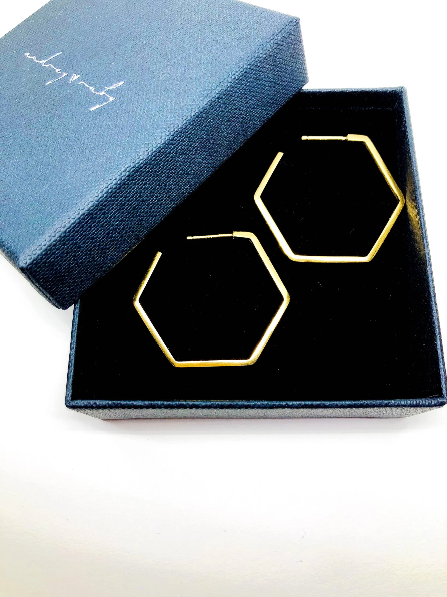 Audrey Loves Ruby Jewellery Hexagon Stud Earring