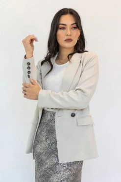 Ivy + Jack Cooper Cloud Textured Crepe Boyfriend Semi Fitted Blazer New In