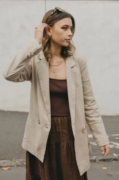 Ivy + Jack New In Mason Sand Linen Boyfried Blazer