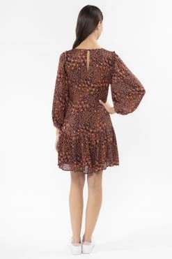 Seeking Lola New In Miraculous Navy Rust Animal Mid Sleeve Smock Dress