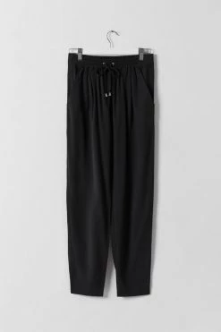 Among The Brave Fast Track Black Elastic Waist Tapered Cupro Jogger Pants