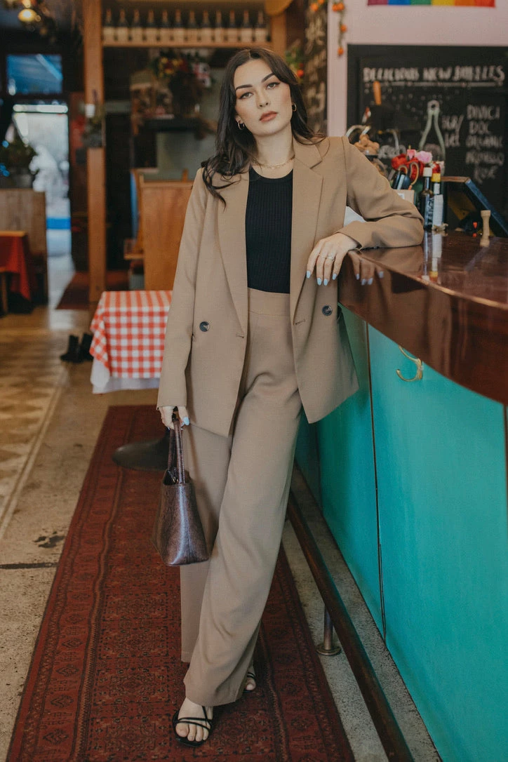 Ivy + Jack New In Mason Walnut Textured Plain Linen Boyfriend Blazer