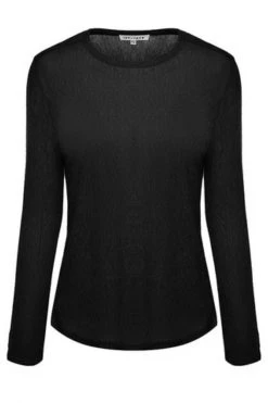 Ivy + Jack Faith Black Mesh LS Crew Top