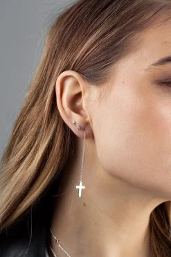 Stolen Support Local Falling Cross Earrings