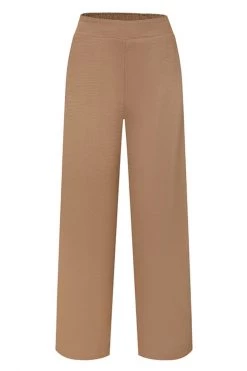 Ivy + Jack Favourite Walnut Textured Plain Stretch Back Wide Leg Pants New In