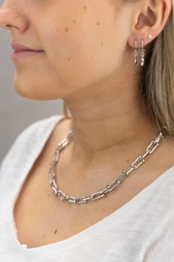 Flo Gives Back 15% To Women In Need Bolted Rhodium Chain Necklace Jewellery