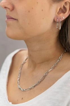 Flo Gives Back 15% To Women In Need Circle And Oval Necklace Rhodium