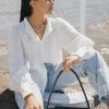 Among The Brave Hero White Linen Pintuck Puff Sleeve Shirt
