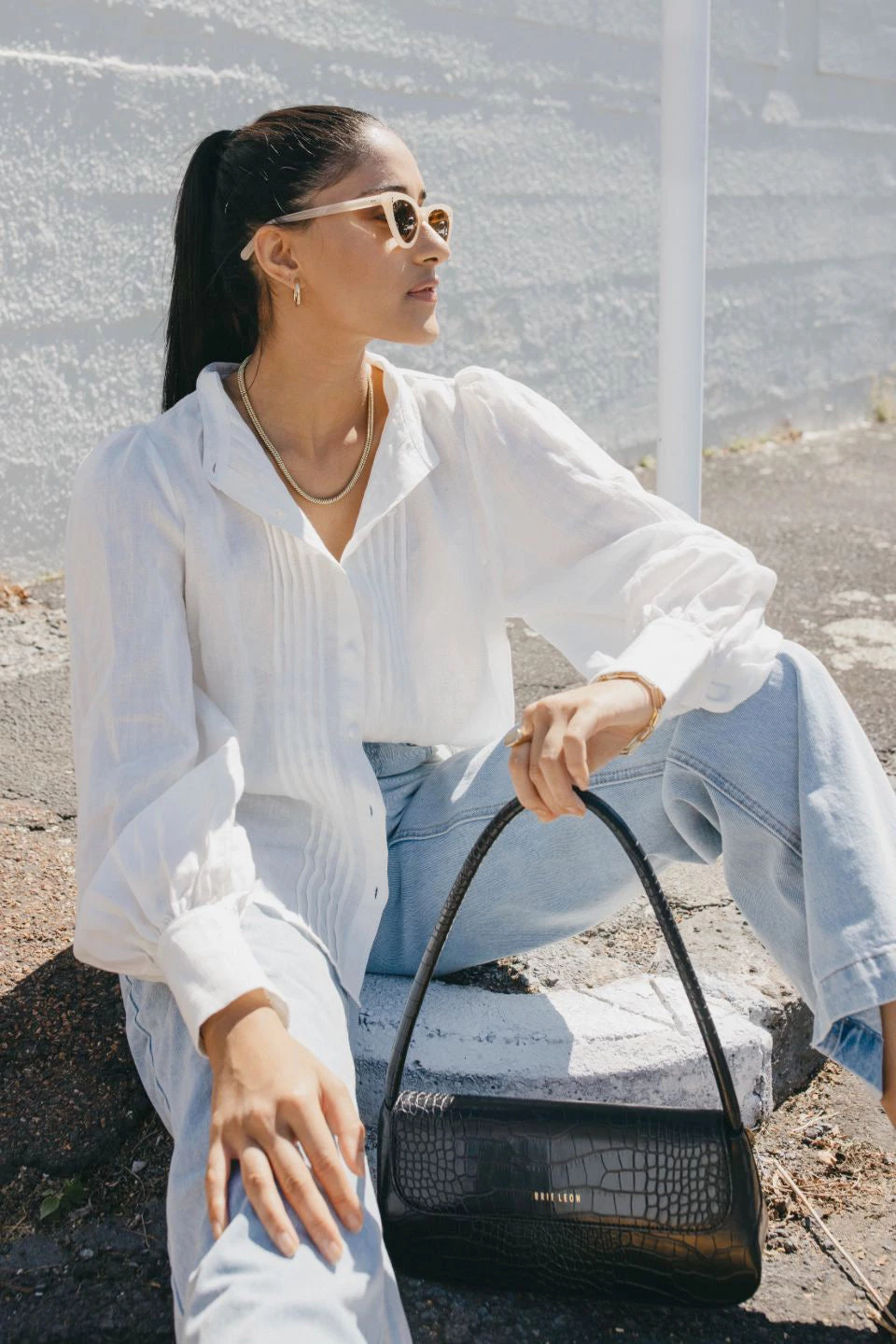 Among The Brave Hero White Linen Pintuck Puff Sleeve Shirt