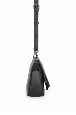 Federation For Keeps Black Crossbody Bag With Zipped Flat Gunmetal Hardware